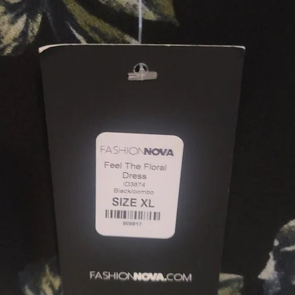 Fashion Nova Feel The Floral Bodycon Mini Dress Black XL NWT - Picture 5 of 5